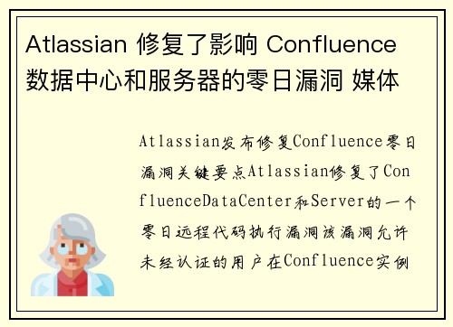 Atlassian 修复了影响 Confluence 数据中心和服务器的零日漏洞 媒体
