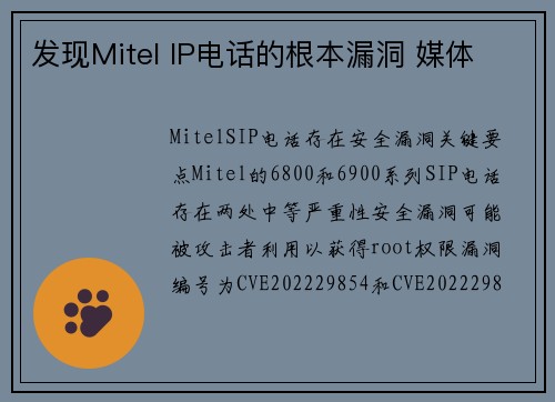 发现Mitel IP电话的根本漏洞 媒体